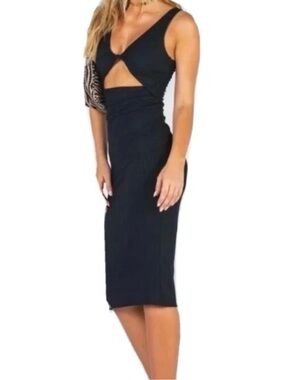 Princess Polly Black Ribbed Twist Cutout Maxi Dress